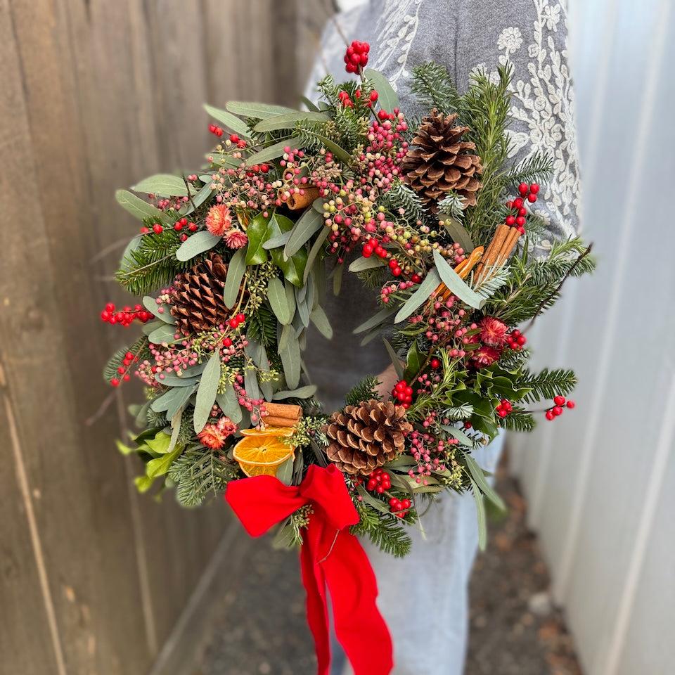 Winter Wreath, Red & Pink